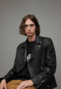 Dim Gray ג'קט עור לגברים Milo Biker ALLSAINTS