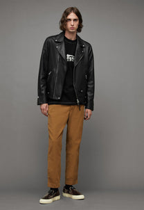 Dim Gray ג'קט עור לגברים Milo Biker ALLSAINTS