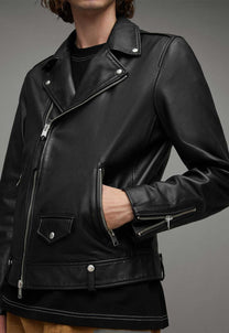 Black ג'קט עור לגברים Milo Biker ALLSAINTS