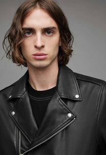 Dark Slate Gray ג'קט עור לגברים Milo Biker ALLSAINTS
