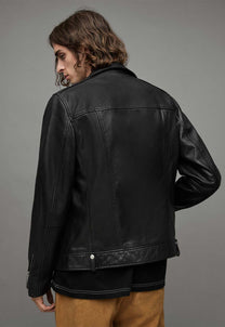 Dim Gray ג'קט עור לגברים Milo Biker ALLSAINTS