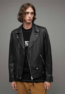 Dim Gray ג'קט עור לגברים Milo Biker ALLSAINTS
