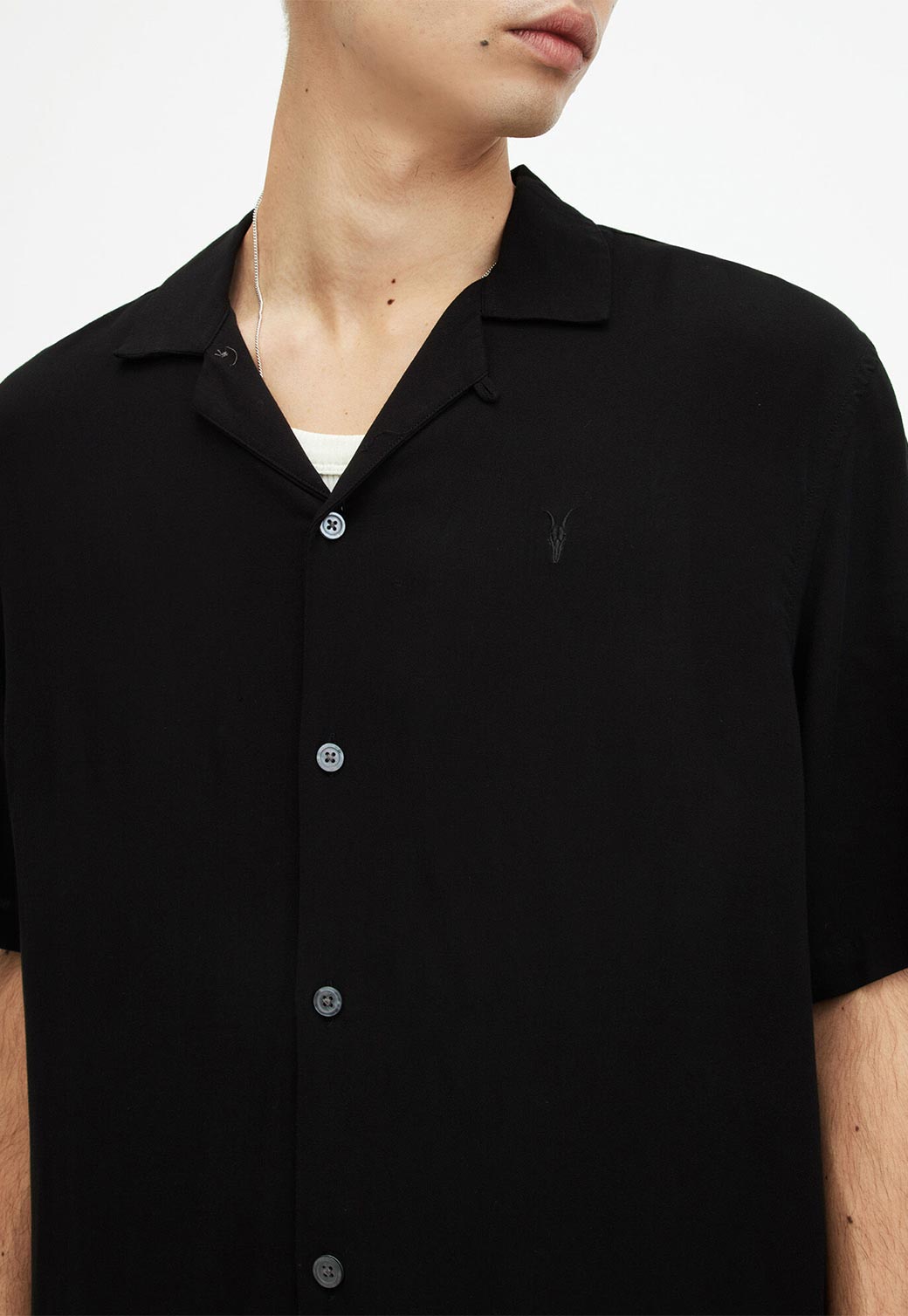 Black חולצה מכופתרת קצרה לגברים Venice ALLSAINTS