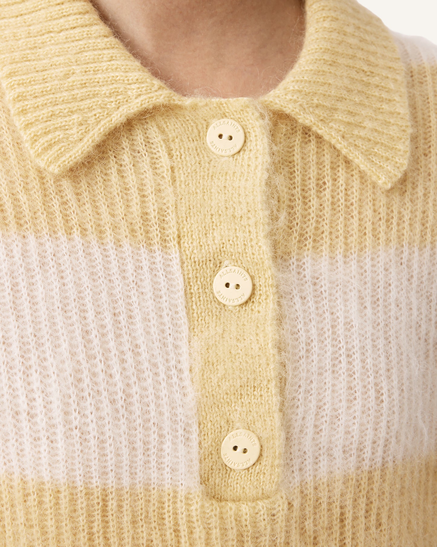 Light Gray חולצת פולו קצרה לנשים Clem ALLSAINTS