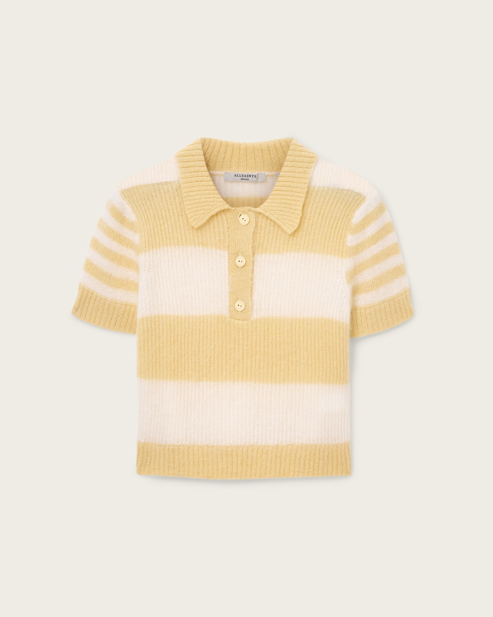 Antique White חולצת פולו קצרה לנשים Clem ALLSAINTS