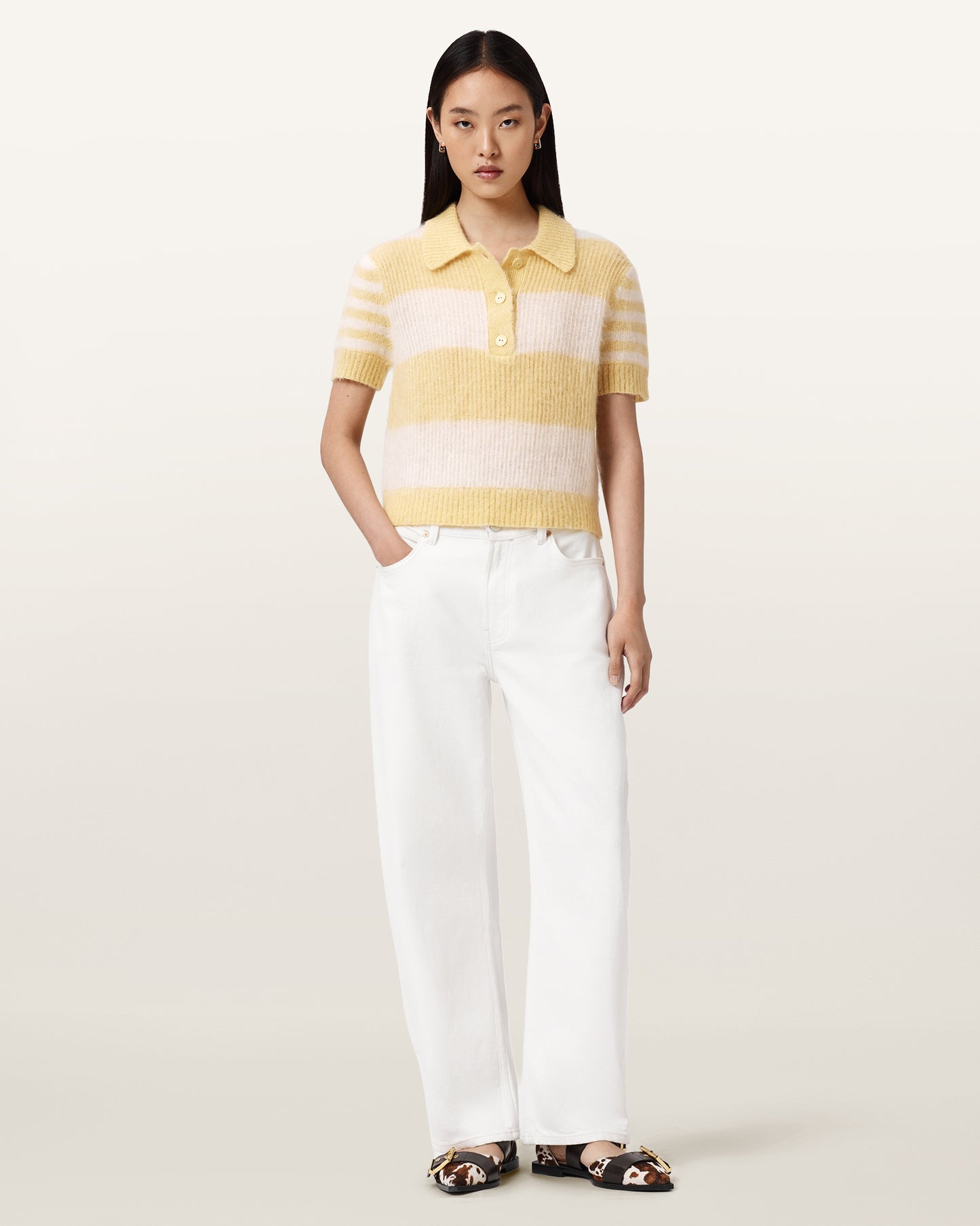 Seashell חולצת פולו קצרה לנשים Clem ALLSAINTS