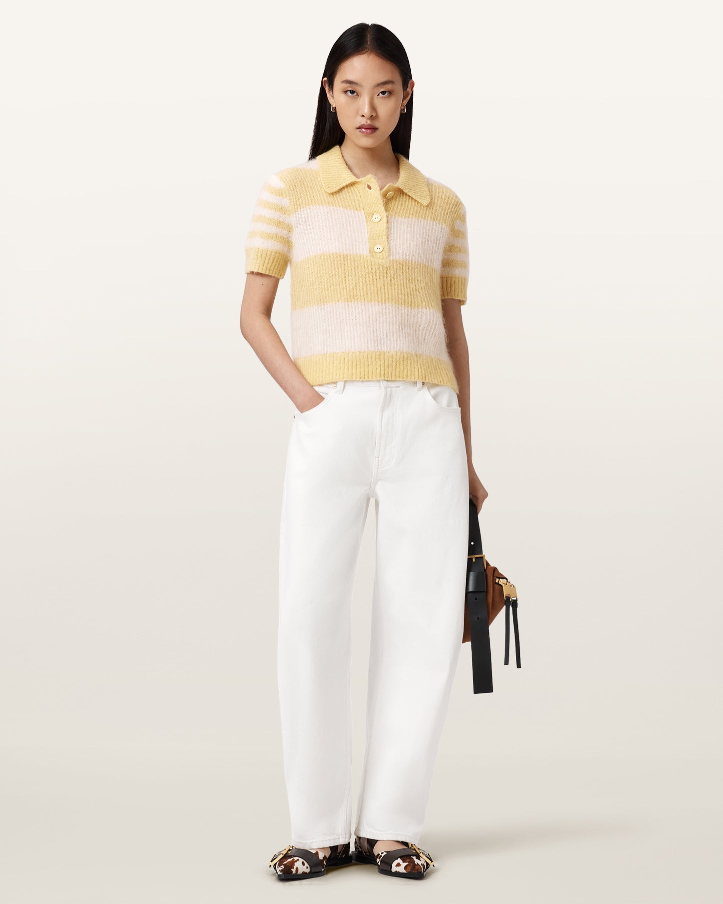 Seashell חולצת פולו קצרה לנשים Clem ALLSAINTS