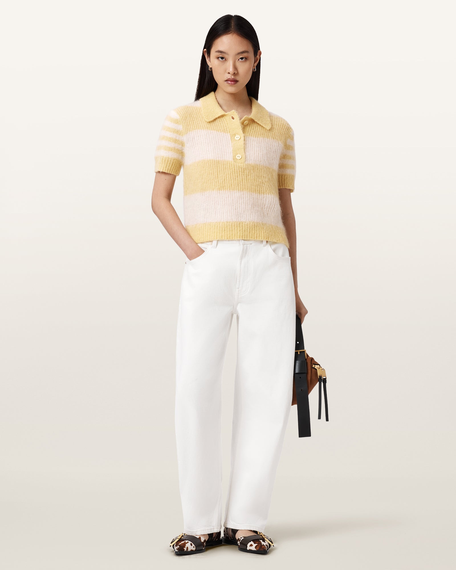 Seashell חולצת פולו קצרה לנשים Clem ALLSAINTS