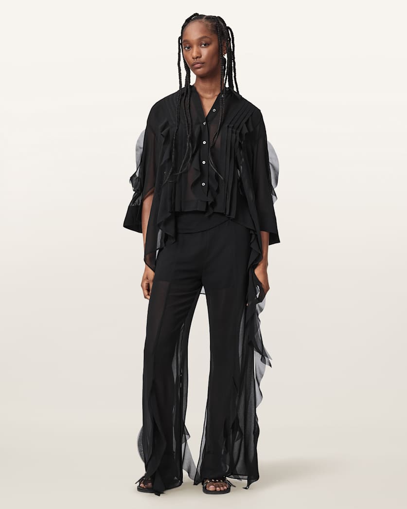 Black מכנסיים ארוכים  מתרחבים לנשים Minna ALLSAINTS
