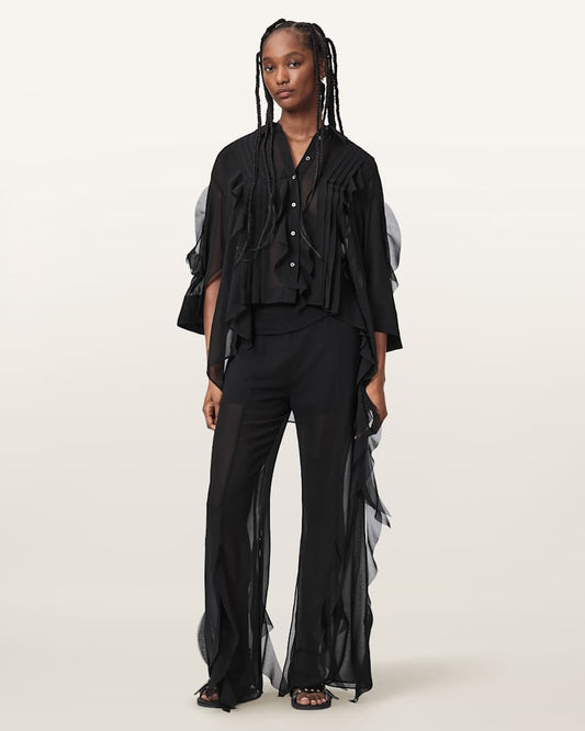 Black מכנסיים ארוכים  מתרחבים לנשים Minna ALLSAINTS