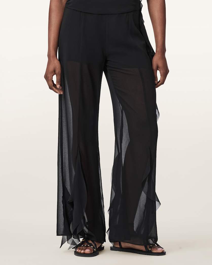 Black מכנסיים ארוכים  מתרחבים לנשים Minna ALLSAINTS