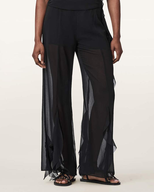 Black מכנסיים ארוכים  מתרחבים לנשים Minna ALLSAINTS