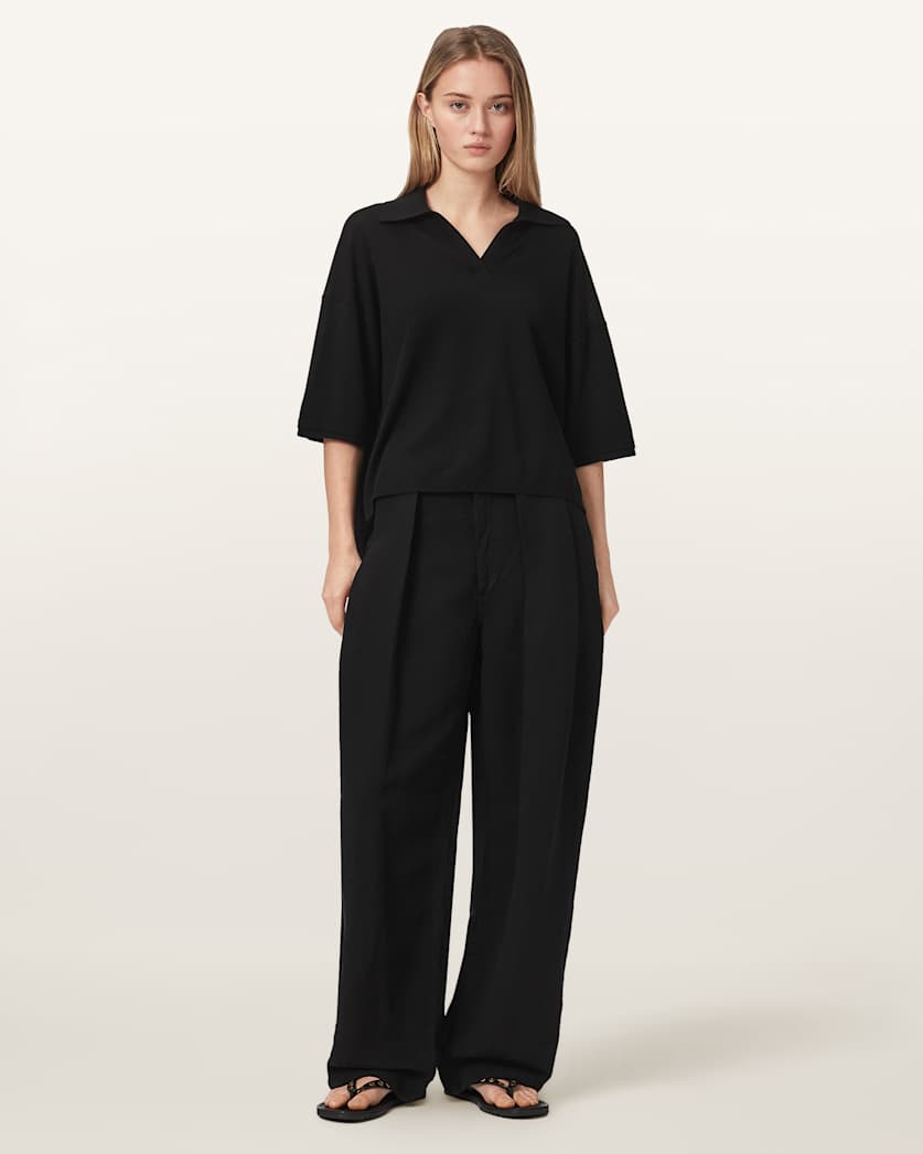 Black חולצת פולו לנשים Bern ALLSAINTS