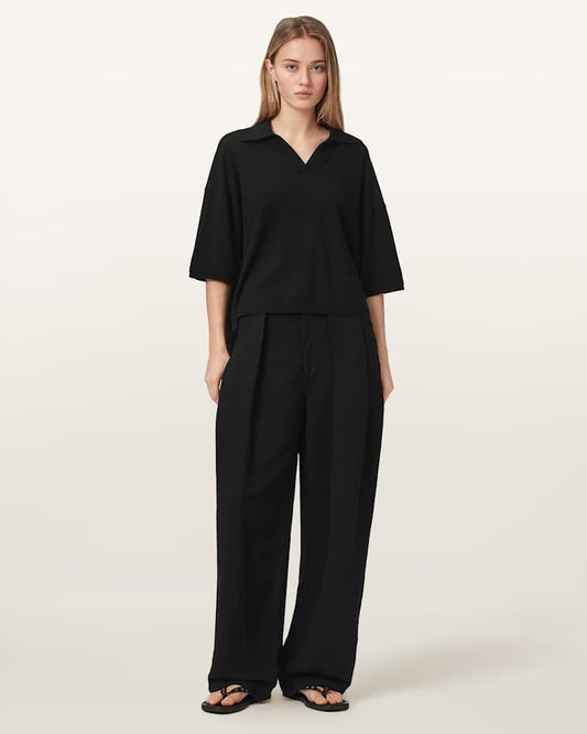 Black חולצת פולו לנשים Bern ALLSAINTS