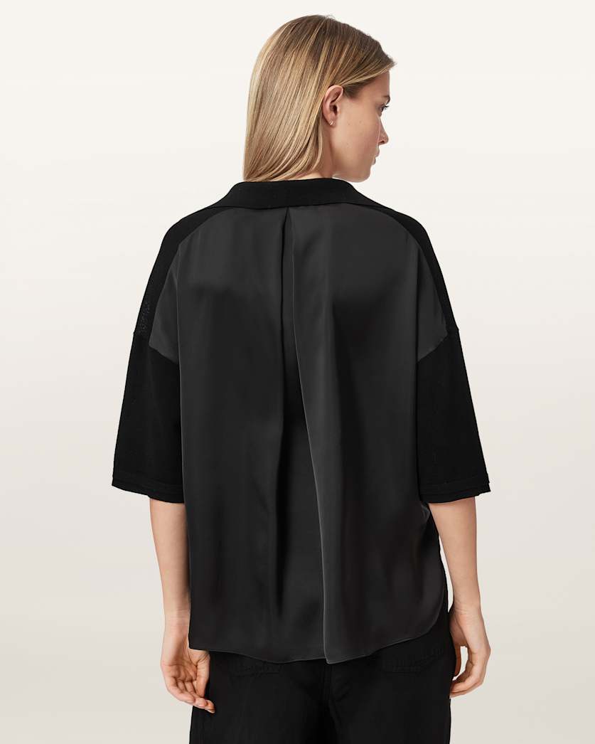 Black חולצת פולו לנשים Bern ALLSAINTS