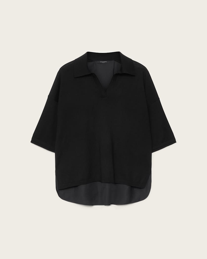 Black חולצת פולו לנשים Bern ALLSAINTS
