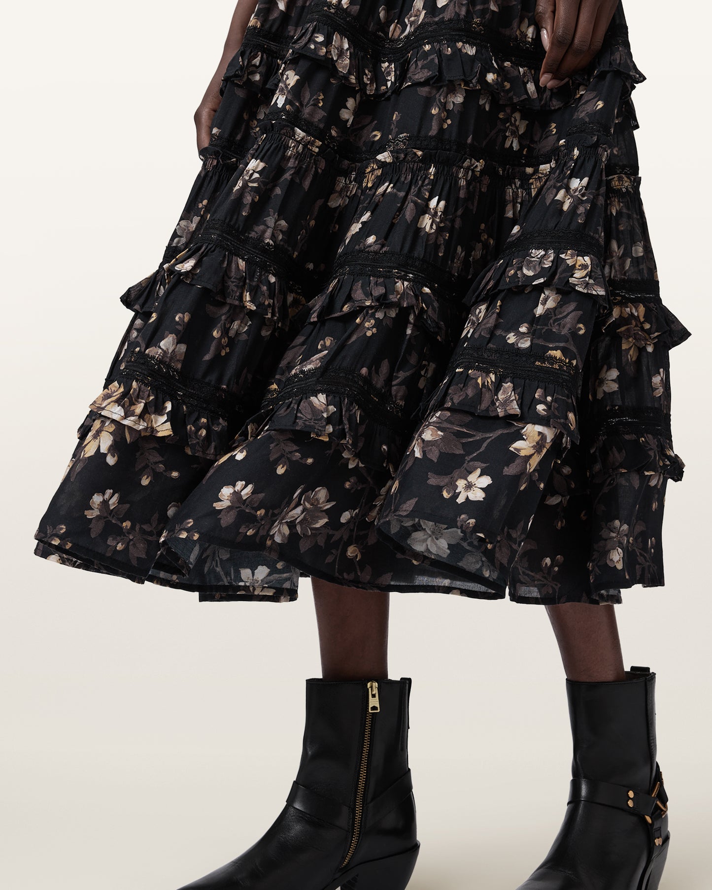 Black חצאית מידי לנשים Talia ALLSAINTS