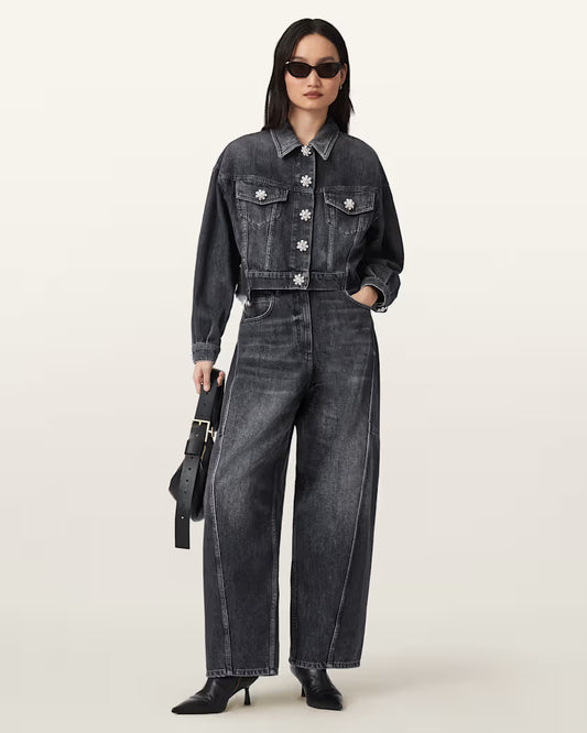 Dark Slate Gray ג'ינס ארוך לנשים Carter – Barrel Leg ALLSAINTS