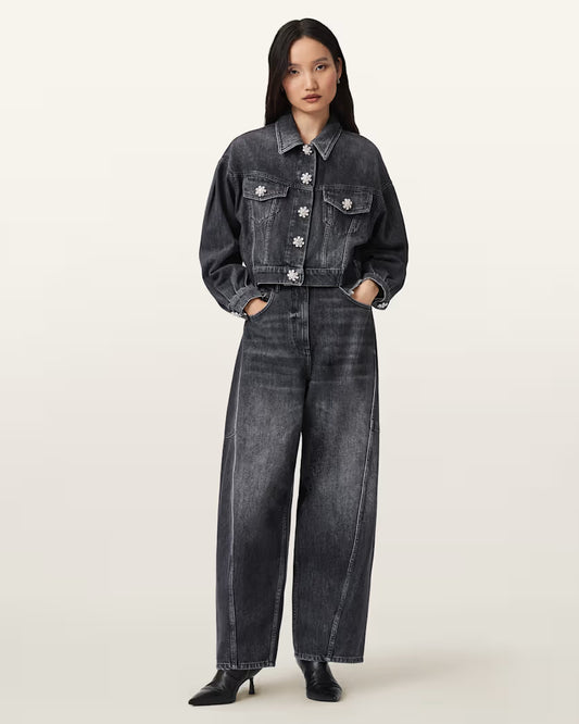 Dark Slate Gray ג'ינס ארוך לנשים Carter – Barrel Leg ALLSAINTS