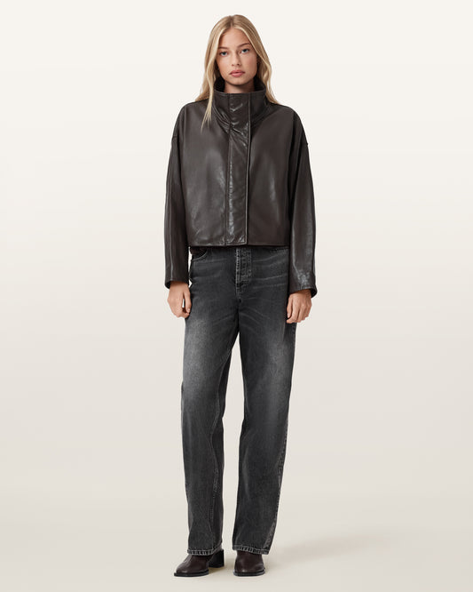 Beige ג'קט עור לנשים Ryder ALLSAINTS