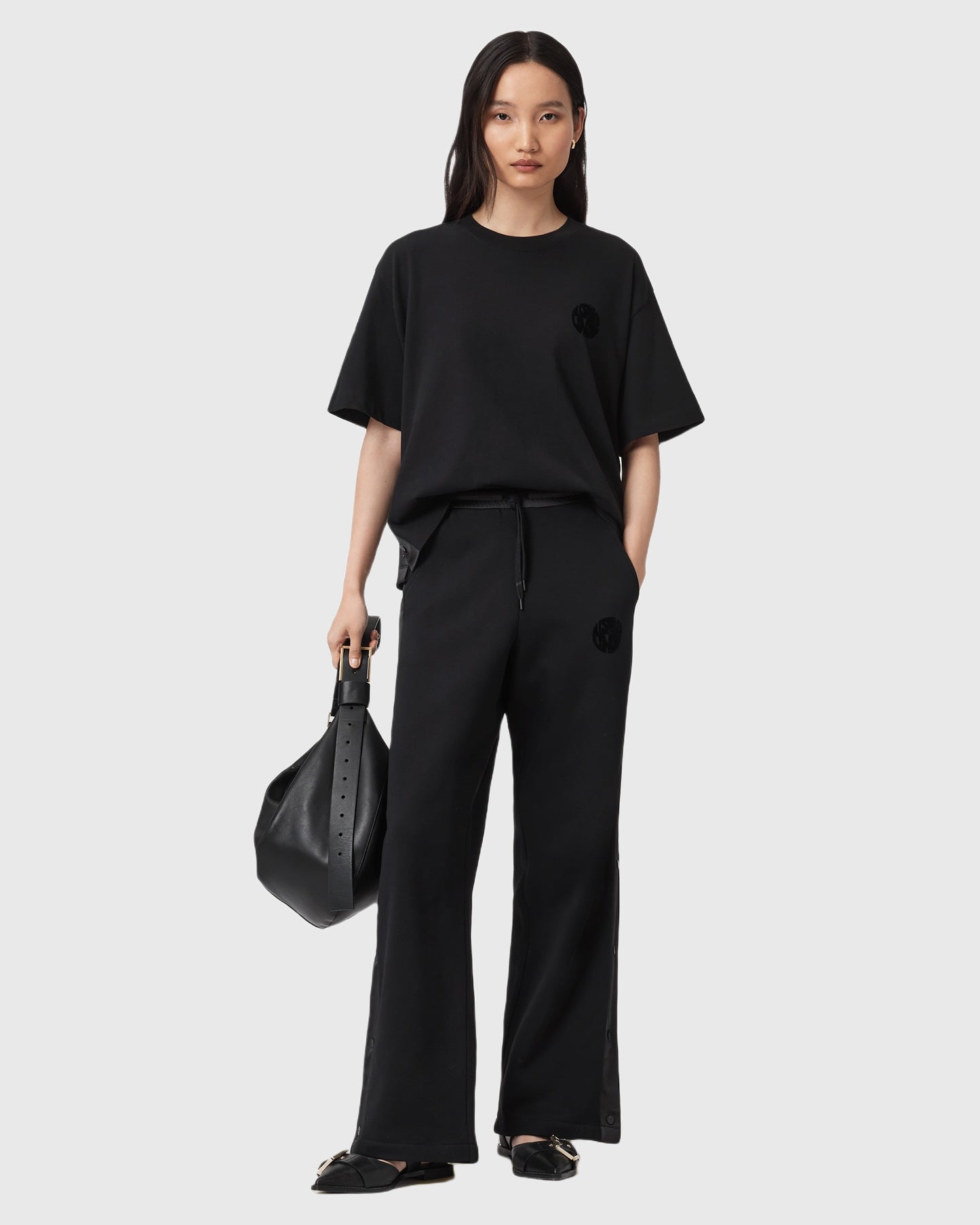 Black טי שירט קצרה לנשים Zanda ALLSAINTS