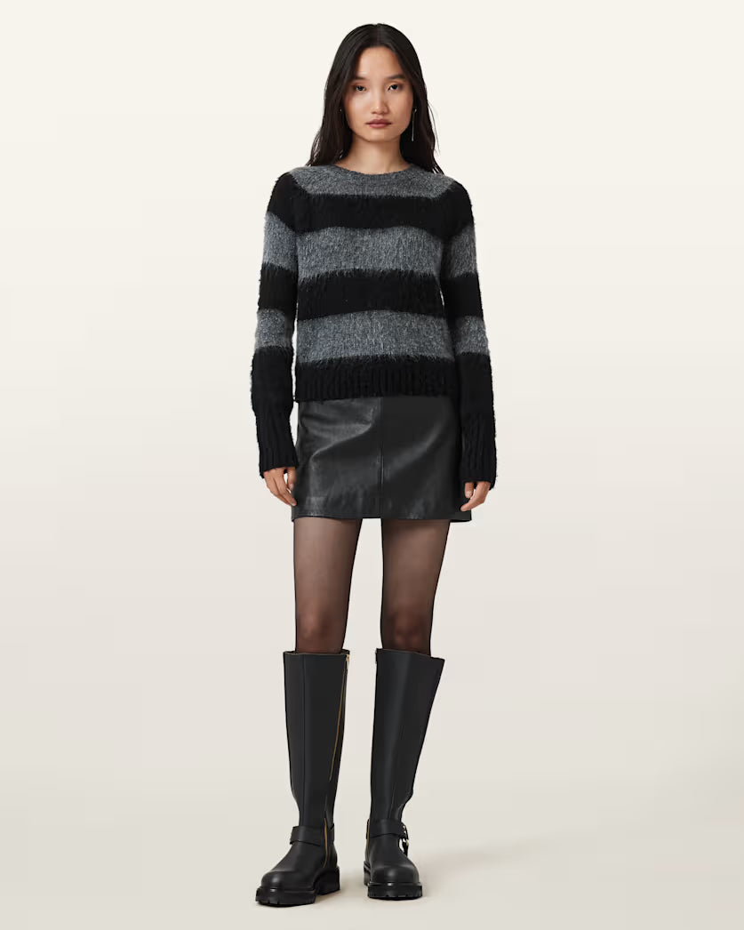 Beige חצאית מיני עור לנשים Renai ALLSAINTS