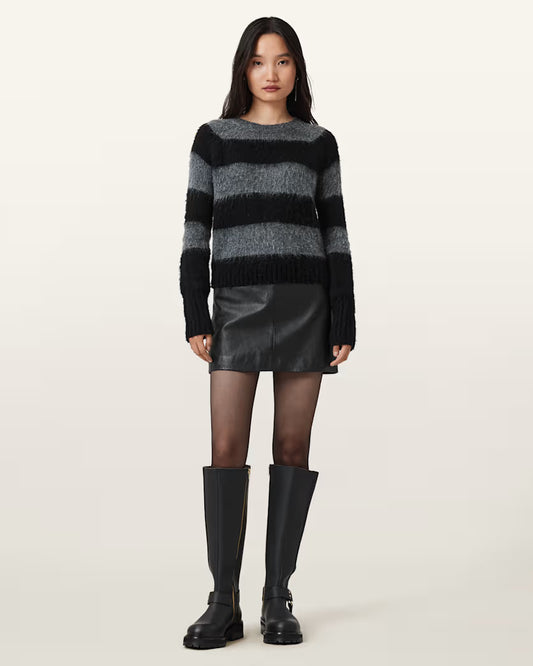 Beige חצאית מיני עור לנשים Renai ALLSAINTS