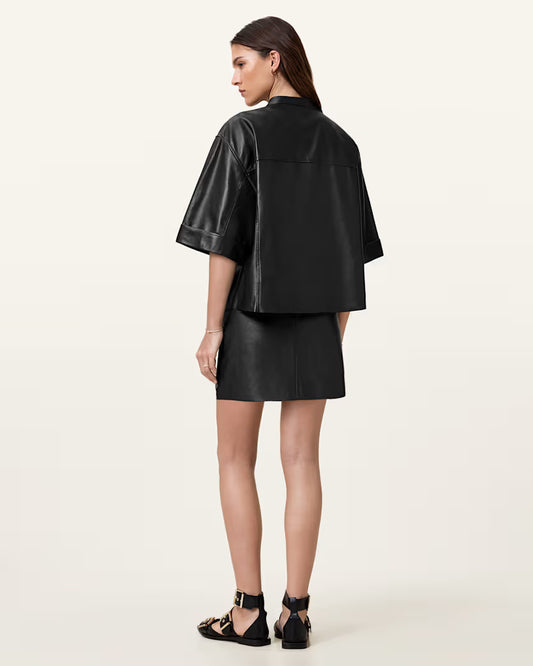 Beige חצאית מיני עור לנשים Renai ALLSAINTS