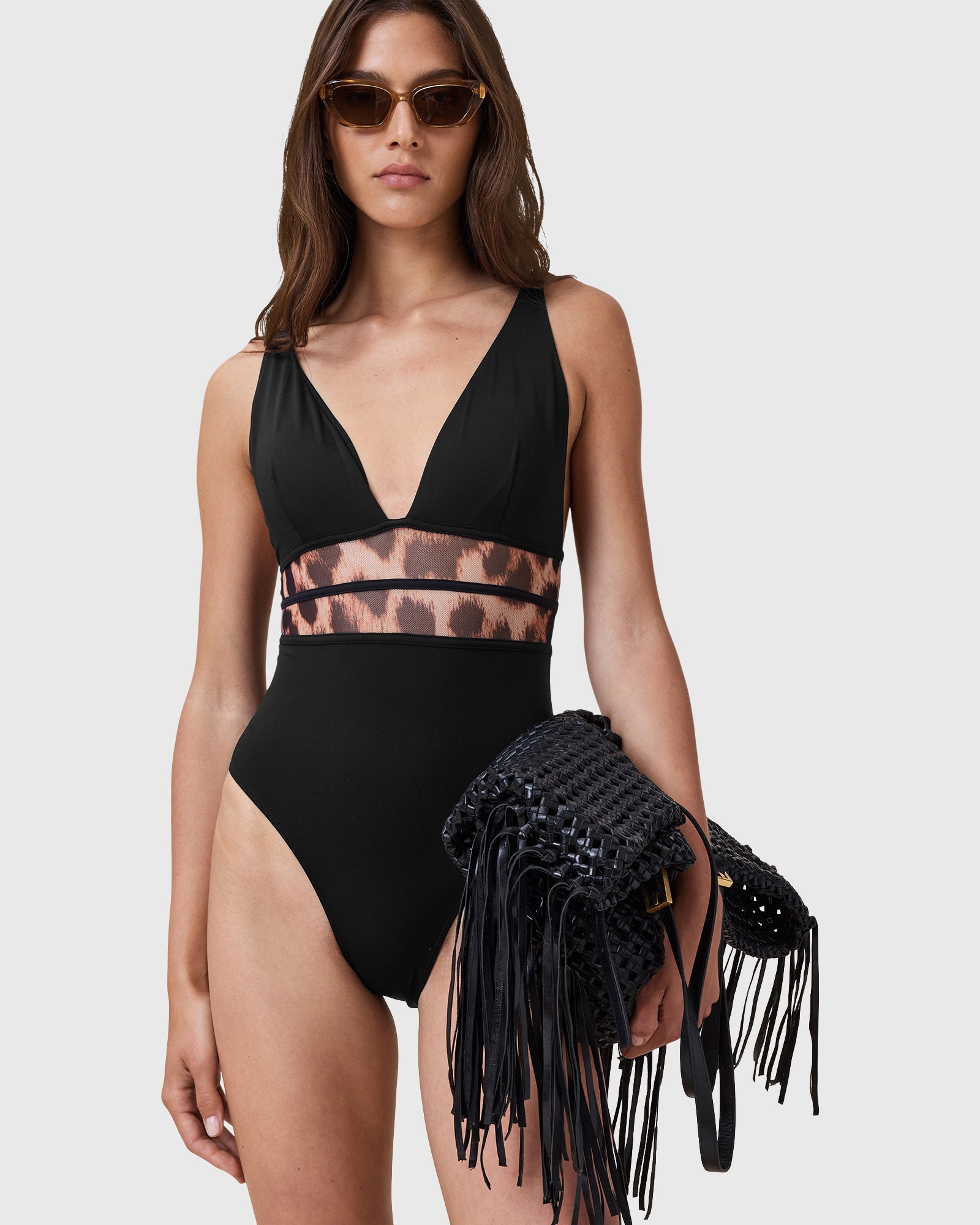 Black בגד ים שלם לנשים Xalia ALLSAINTS