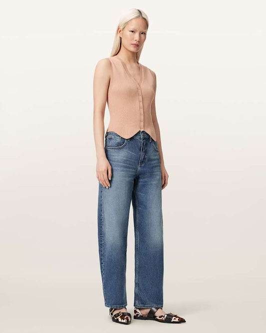 Seashell וסט סריג ריב לנשים Cruz ALLSAINTS