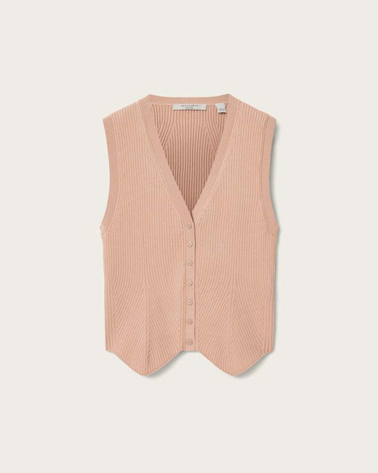 Tan וסט סריג ריב לנשים Cruz ALLSAINTS