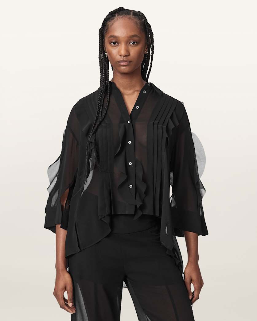 Black חולצה שקופה לנשים Minna ALLSAINTS