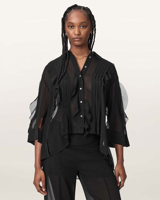 Black חולצה שקופה לנשים Minna ALLSAINTS