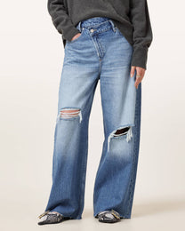 Dark Slate Gray ג'ינס ארוך לנשים Aki – Wide Fit ALLSAINTS