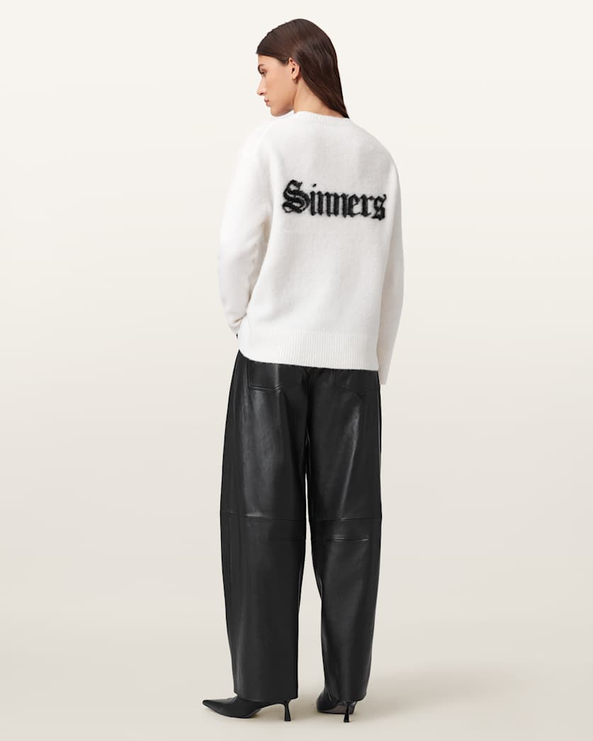 Beige מכנסי עור ארוכים לנשים Jett ALLSAINTS