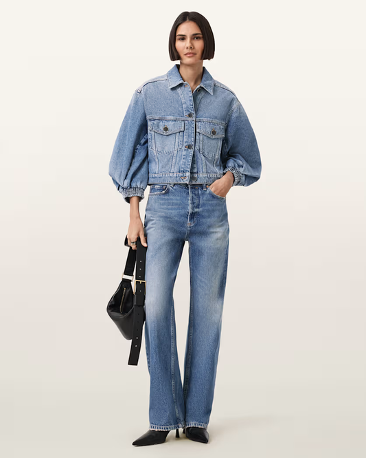 Antique White ג'קט ג'ינס קרופ לנשים Luca ALLSAINTS