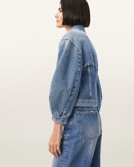 Dark Slate Gray ג'קט ג'ינס קרופ לנשים Luca ALLSAINTS