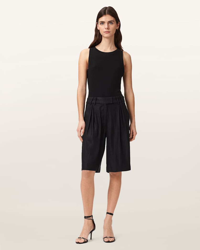 Black מכנסיים קצרים מחויטים לנשים Charley Pleated ALLSAINTS