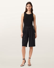 Black מכנסיים קצרים מחויטים לנשים Charley Pleated ALLSAINTS