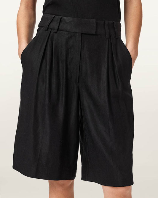 Black מכנסיים קצרים מחויטים לנשים Charley Pleated ALLSAINTS