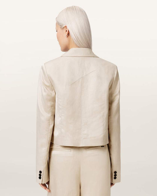 Light Gray בלייזר קרופ מחויט לנשים Helena ALLSAINTS