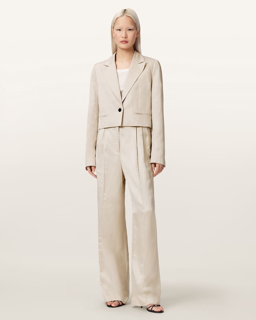 Antique White בלייזר קרופ מחויט לנשים Helena ALLSAINTS