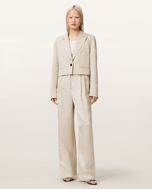 Antique White בלייזר קרופ מחויט לנשים Helena ALLSAINTS