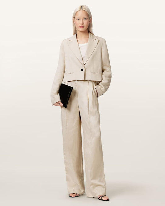 Antique White בלייזר קרופ מחויט לנשים Helena ALLSAINTS