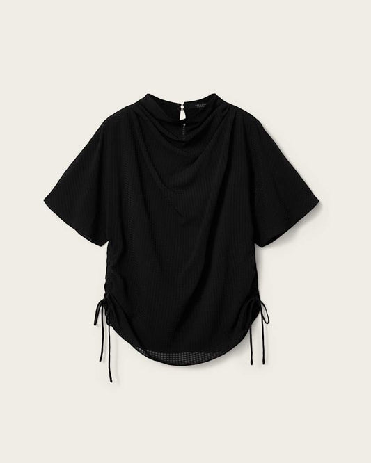 Black טופ שרוול חצי לנשים Leslie ALLSAINTS