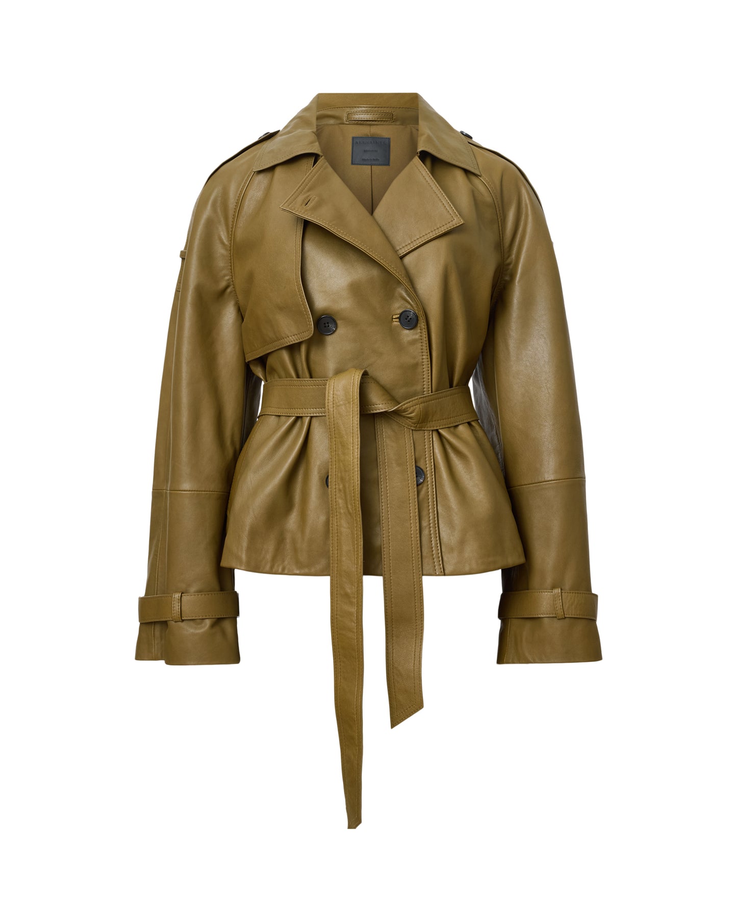 Dark Olive Green ג'קט עור לנשים Reed ALLSAINTS