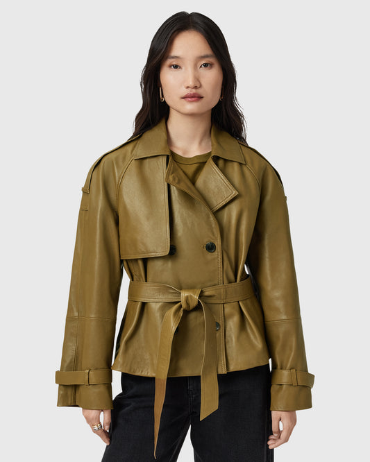 Dark Slate Gray ג'קט עור לנשים Reed ALLSAINTS