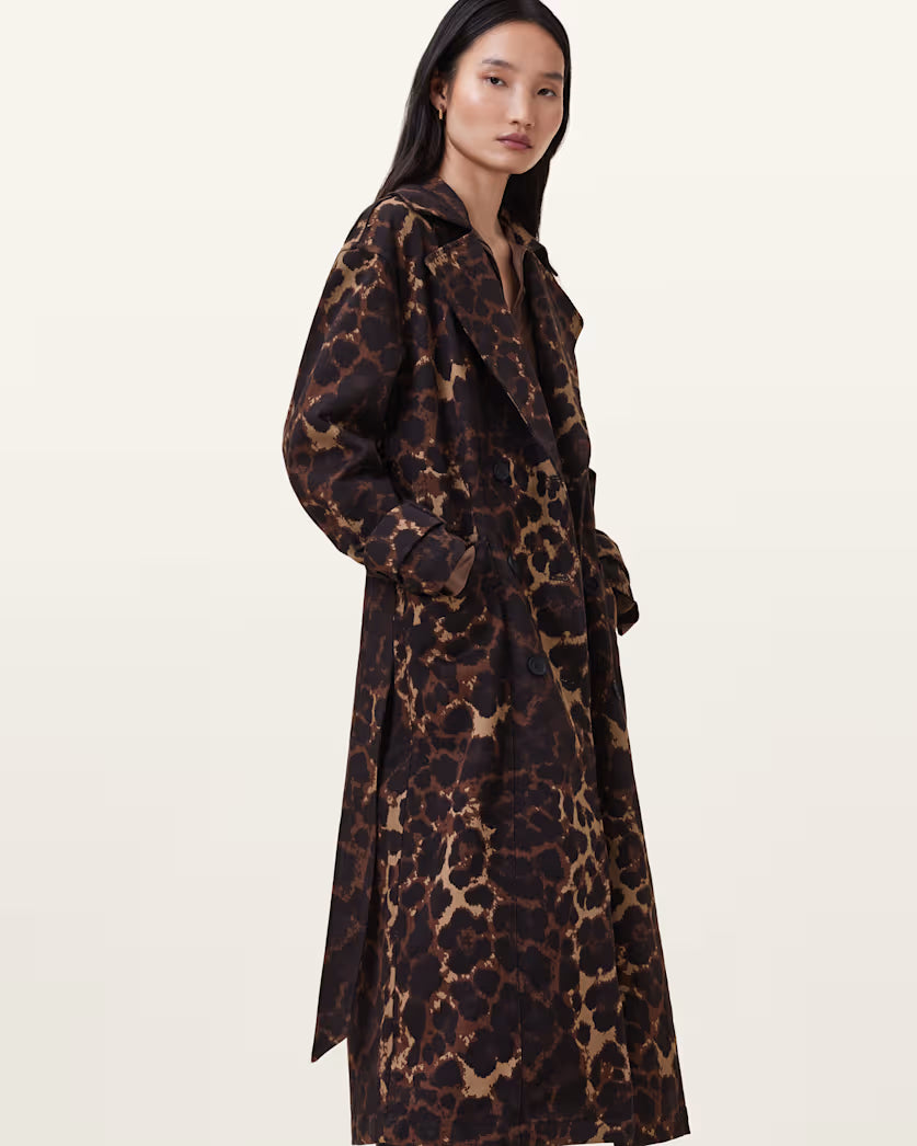 Black מעיל טרנץ' מנומר לנשים Abel ALLSAINTS