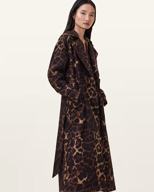 Black מעיל טרנץ' מנומר לנשים Abel ALLSAINTS