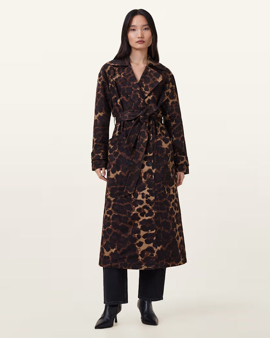 Black מעיל טרנץ' מנומר לנשים Abel ALLSAINTS